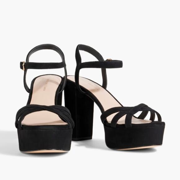 STUART WEITZMAN Keefa Block Heel
Suede Almond Toe Platform‎ Sandals Black - Picture 2 of 12